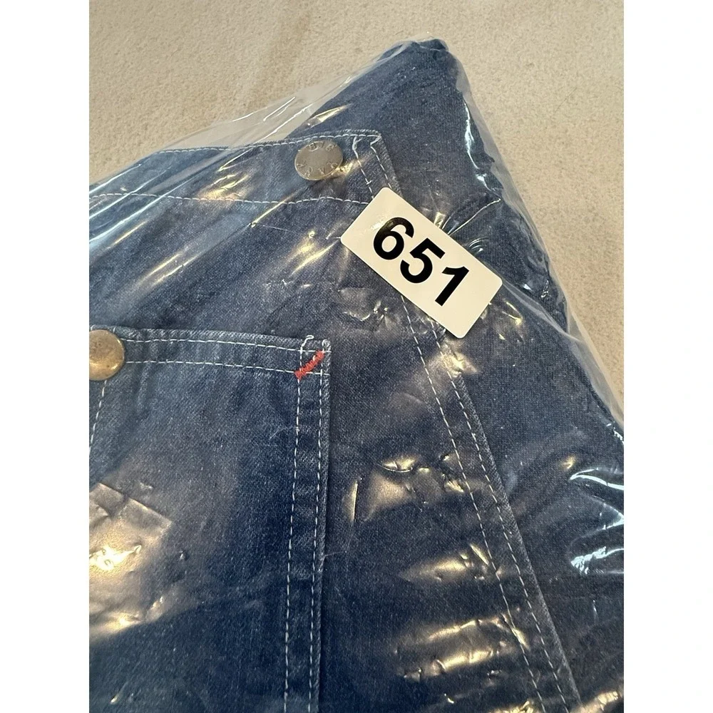VTG Big Yank Denim Overalls 38x30 USA Made 70s Workwear Red Stitch Button fly - Picture 14 of 14